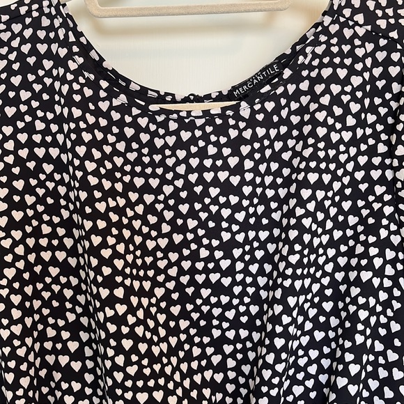 JCrew Factory size 8 long sleeve, heart print dress black and white - Picture 2 of 2